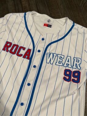 Y2K Rocawear 99 Pinstripe Baseball Jersey Men’s Medium